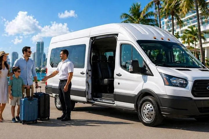 Private transfer vehicle at the Port of Miami for a cruise day, a Miami transfer before a Bahamas cruise from Miami
