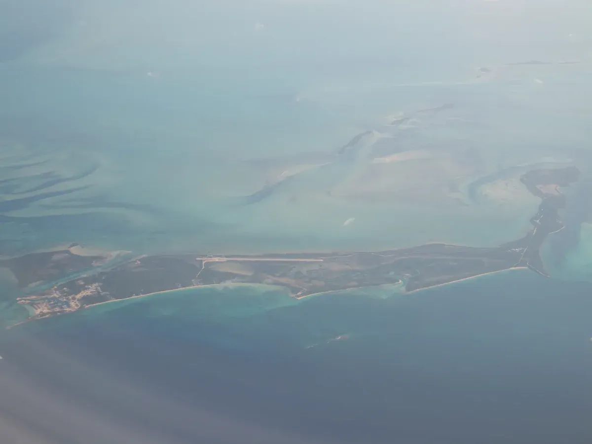 Aerial view of Bimini, the island reached by ferry from Miami to Bahamas