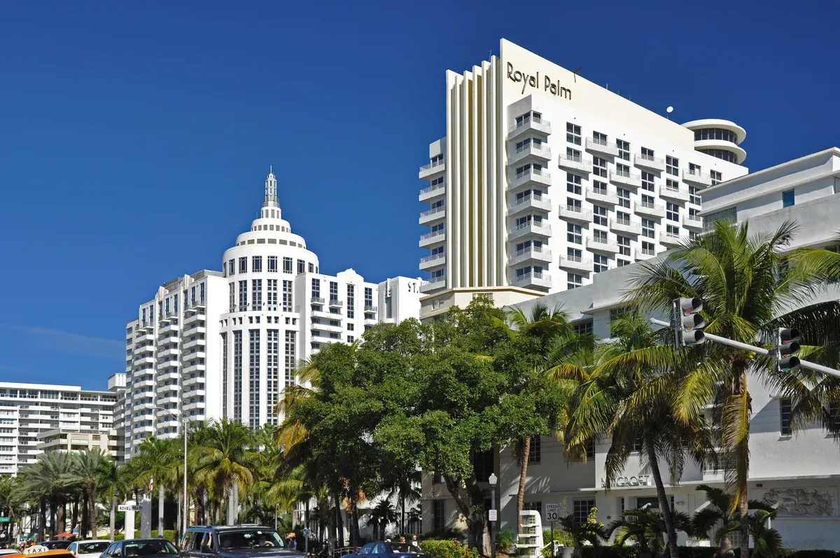 Hotels along Collins Avenue in Miami Beach, the pickup area for a Miami to Bimini ferry with transfers