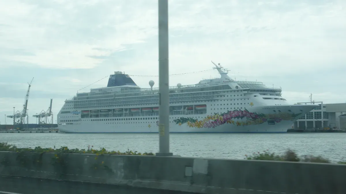 Norwegian Sky docked at the Port of Miami, one of the cruises from Miami